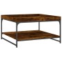 Mesa de centro madera ingeniería y hierro roble humo 80x80x45cm de vidaXL, Mesas de centro - Ref: Foro24-832815, Precio: 62,0...