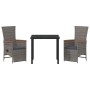 Conjunto de Comedor de Jardín con cojín 3 pcs Gris Poliratán en Sillas de jardín | Comprar online en Foru.es