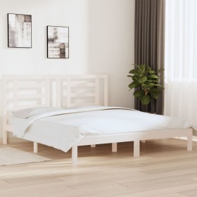 Estructura de cama madera maciza blanco Supe King 180x200 cm de vidaXL, Camas y somieres - Ref: Foro24-3104364, Precio: 145,8...