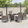 Conjunto de Comedor de Jardín con cojín 5 pcs Gris Poliratán en Sillas de jardín | Comprar online en Foru.es