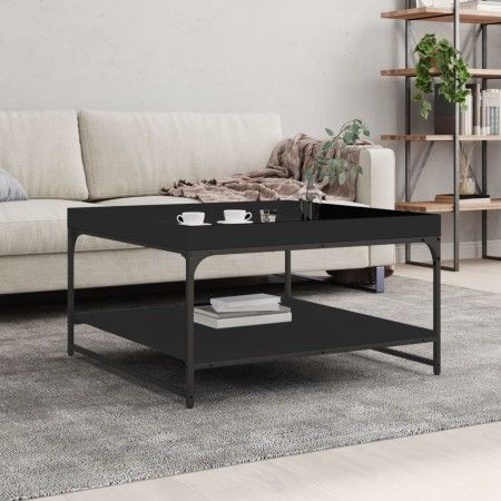 Mesa de centro madera de ingeniería y hierro negro 80x80x45 cm de vidaXL, Mesas de centro - Ref: Foro24-832813, Precio: 46,34...