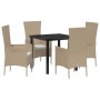Conjunto de Comedor de Jardín 5 pcs Beige ratán sintético en Sillas de jardín | Comprar online en Foru.es