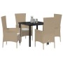 Conjunto de Comedor de Jardín 5 pcs Beige ratán sintético en Sillas de jardín | Comprar online en Foru.es