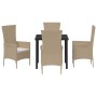 Conjunto de Comedor de Jardín 5 pcs Beige ratán sintético en Sillas de jardín | Comprar online en Foru.es
