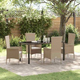 Conjunto de Comedor de Jardín 5 pcs Beige ratán sintético en Sillas de jardín | Comprar online en Foru.es