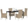 Conjunto de Comedor de Jardín 5 pcs Beige ratán sintético en Sillas de jardín | Comprar online en Foru.es