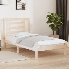 Estructura de cama de madera maciza de pino 90x200 cm de vidaXL, Camas y somieres - Ref: Foro24-3104333, Precio: 80,28 €, Des...