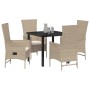 Conjunto de Comedor de Jardín 5 pcs Beige ratán sintético en Sillas de jardín | Comprar online en Foru.es