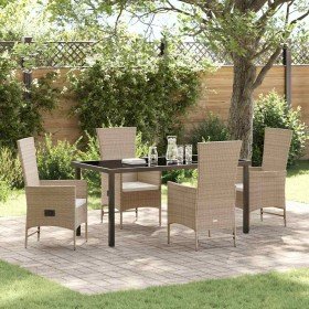 Conjunto de Comedor de Jardín 5 pcs Beige ratán sintético en Sillas de jardín | Comprar online en Foru.es