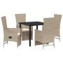 Conjunto de Comedor de Jardín 5 pcs Beige ratán sintético en Sillas de jardín | Comprar online en Foru.es