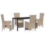 Conjunto de Comedor de Jardín 5 pcs Beige ratán sintético en Sillas de jardín | Comprar online en Foru.es