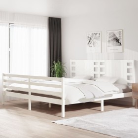 Estructura de cama madera maciza de pino blanca 200x200 cm de vidaXL, Camas y somieres - Ref: Foro24-3104304, Precio: 171,53 ...