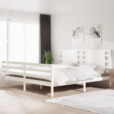 Estructura de cama madera maciza de pino blanca 200x200 cm de vidaXL, Camas y somieres - Ref: Foro24-3104304, Precio: 171,53 ...