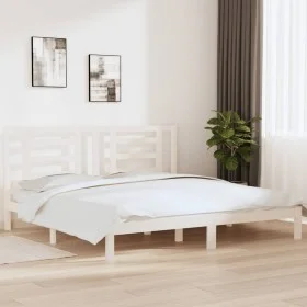 Solid white pine wood bed frame 200x200 cm by vidaXL, Beds and slatted bases - Ref: Foro24-3104369, Price: 137,48 €, Discount: %