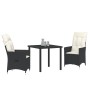 Conjunto de Comedor de Jardín con cojín 3 pcs Negro Poliratán en Sillas de jardín | Comprar online en Foru.es