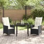 Conjunto de Comedor de Jardín con cojín 3 pcs Negro Poliratán en Sillas de jardín | Comprar online en Foru.es