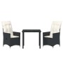 Conjunto de Comedor de Jardín con cojín 3 pcs Negro Poliratán en Sillas de jardín | Comprar online en Foru.es
