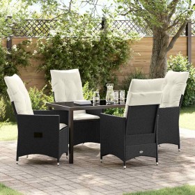 Conjunto de Comedor de Jardín con cojín 5 pcs Negro Poliratán en Sillas de jardín | Comprar online en Foru.es