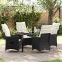 Conjunto de Comedor de Jardín con cojín 5 pcs Negro Poliratán en Sillas de jardín | Comprar online en Foru.es