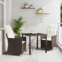 Conjunto de Comedor de Jardín con cojín 3 pcs Marrón Poliratán en Sillas de jardín | Comprar online en Foru.es