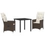 Conjunto de Comedor de Jardín con cojín 3 pcs Marrón Poliratán en Sillas de jardín | Comprar online en Foru.es