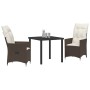 Conjunto de Comedor de Jardín con cojín 3 pcs Marrón Poliratán en Sillas de jardín | Comprar online en Foru.es
