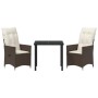 Conjunto de Comedor de Jardín con cojín 3 pcs Marrón Poliratán en Sillas de jardín | Comprar online en Foru.es