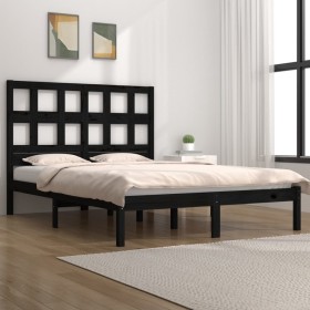 Estructura de cama de madera maciza de pino negra 140x190 cm de vidaXL, Camas y somieres - Ref: Foro24-3104462, Precio: 159,8...