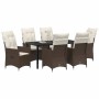 Conjunto de Comedor de Jardín con cojín 7 pcs Marrón Poliratán en Sillas de jardín | Comprar online en Foru.es