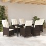 Conjunto de Comedor de Jardín con cojín 7 pcs Marrón Poliratán en Sillas de jardín | Comprar online en Foru.es