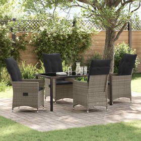 Conjunto de Comedor de Jardín con cojín 5 pcs Gris Poliratán en Sillas de jardín | Comprar online en Foru.es
