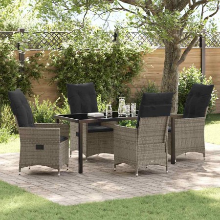 Conjunto de Comedor de Jardín con cojín 5 pcs Gris Poliratán en Sillas de jardín | Comprar online en Foru.es