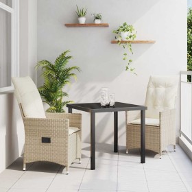 Conjunto de Comedor de Jardín 3 pcs Beige ratán sintético en Sillas de jardín | Comprar online en Foru.es