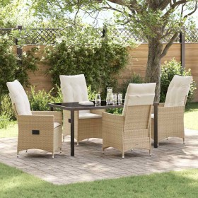 Conjunto de Comedor de Jardín con cojín 5 pcs Beige Poliratán en Sillas de jardín | Comprar online en Foru.es