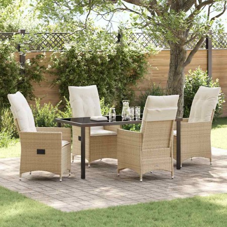 Conjunto de Comedor de Jardín con cojín 5 pcs Beige Poliratán en Sillas de jardín | Comprar online en Foru.es