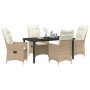 Conjunto de Comedor de Jardín con cojín 5 pcs Beige Poliratán en Sillas de jardín | Comprar online en Foru.es