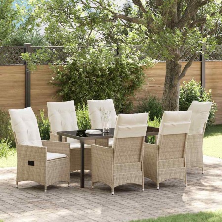 Conjunto de Comedor de Jardín 7 pcs Beige ratán sintético en Sillas de jardín | Comprar online en Foru.es