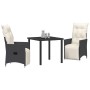 Conjunto de Comedor de Jardín con cojín 3 pcs Negro Poliratán en Sillas de jardín | Comprar online en Foru.es