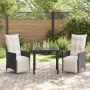 Conjunto de Comedor de Jardín con cojín 3 pcs Negro Poliratán en Sillas de jardín | Comprar online en Foru.es