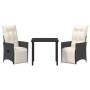 Conjunto de Comedor de Jardín con cojín 3 pcs Negro Poliratán en Sillas de jardín | Comprar online en Foru.es