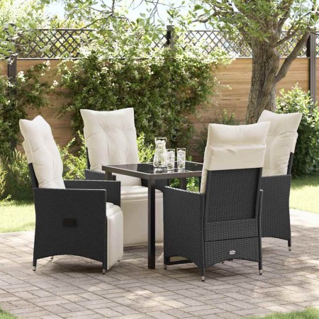 Conjunto de Comedor de Jardín con cojín 5 pcs Negro Poliratán en Sillas de jardín | Comprar online en Foru.es