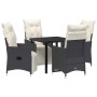 Conjunto de Comedor de Jardín con cojín 5 pcs Negro Poliratán en Sillas de jardín | Comprar online en Foru.es
