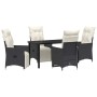 Conjunto de Comedor de Jardín con cojín 5 pcs Negro Poliratán en Sillas de jardín | Comprar online en Foru.es