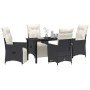Conjunto de Comedor de Jardín con cojín 5 pcs Negro Poliratán en Sillas de jardín | Comprar online en Foru.es
