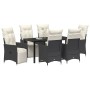 Conjunto de Comedor de Jardín con cojín 7 pcs Negro Poliratán en Sillas de jardín | Comprar online en Foru.es