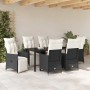 Conjunto de Comedor de Jardín con cojín 7 pcs Negro Poliratán en Sillas de jardín | Comprar online en Foru.es