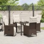 Conjunto de Comedor de Jardín con cojín 5 pcs Marrón Poliratán en Sillas de jardín | Comprar online en Foru.es