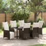 Conjunto de Comedor de Jardín con cojín 7 pcs Marrón Poliratán en Sillas de jardín | Comprar online en Foru.es