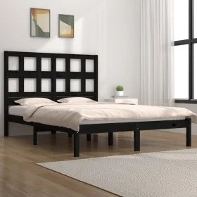 Estructura de cama de madera maciza de pino negro 200x200 cm de vidaXL, Camas y somieres - Ref: Foro24-3104502, Precio: 159,7...