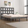 Estructura de cama de madera maciza de pino gris 200x200 cm de vidaXL, Camas y somieres - Ref: Foro24-3104500, Precio: 161,60...